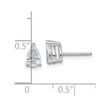 14K Weißgold Ohrstecker mit 1 ct. im Labor gezüchteten Diamanten VS/SI+ G+ Birne