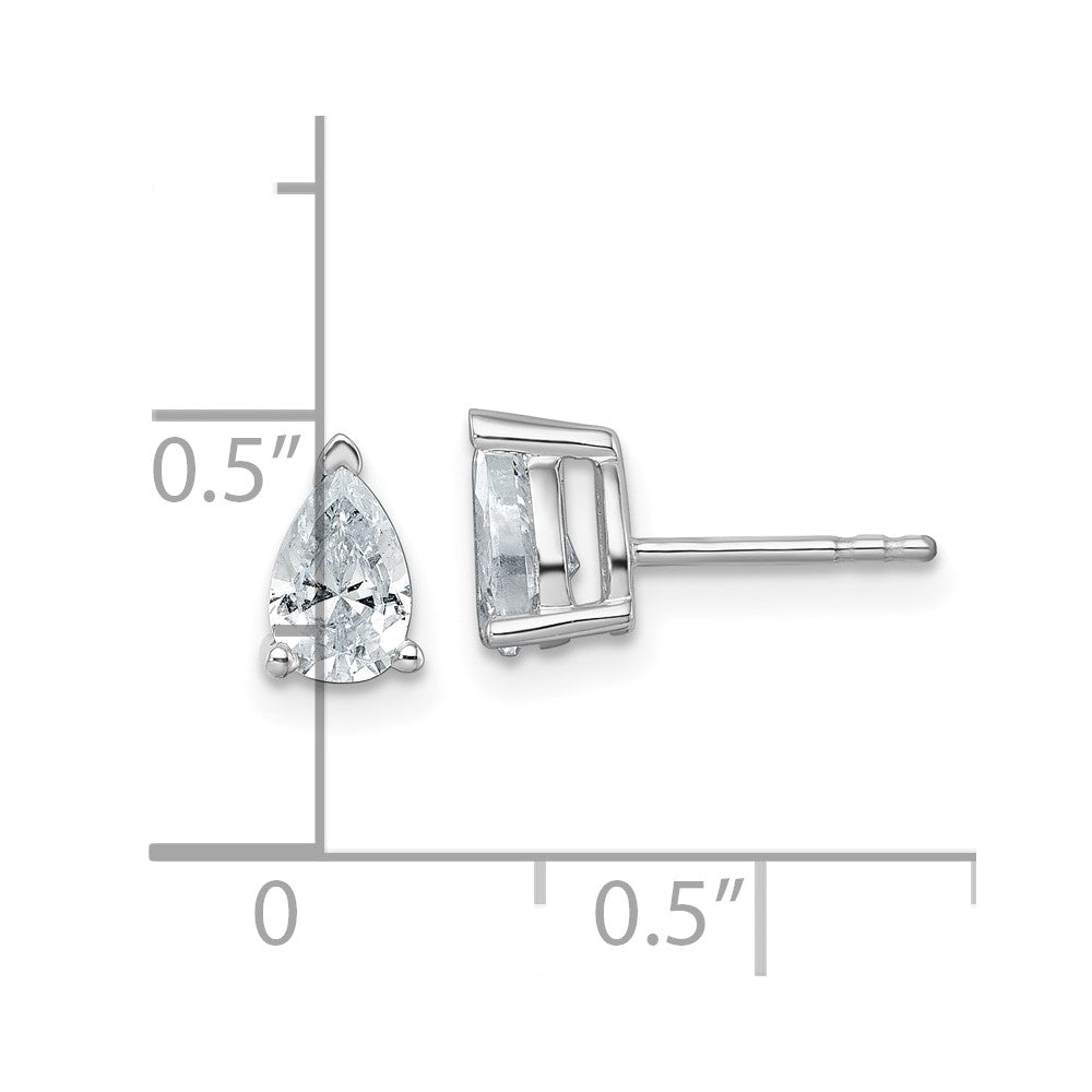Ohrstecker aus 14K Weißgold mit 1 ct. zertifiziertem, im Labor gezüchtetem Diamant, VS/SI+ G+, Birnenform, komplett mit Steckpfosten