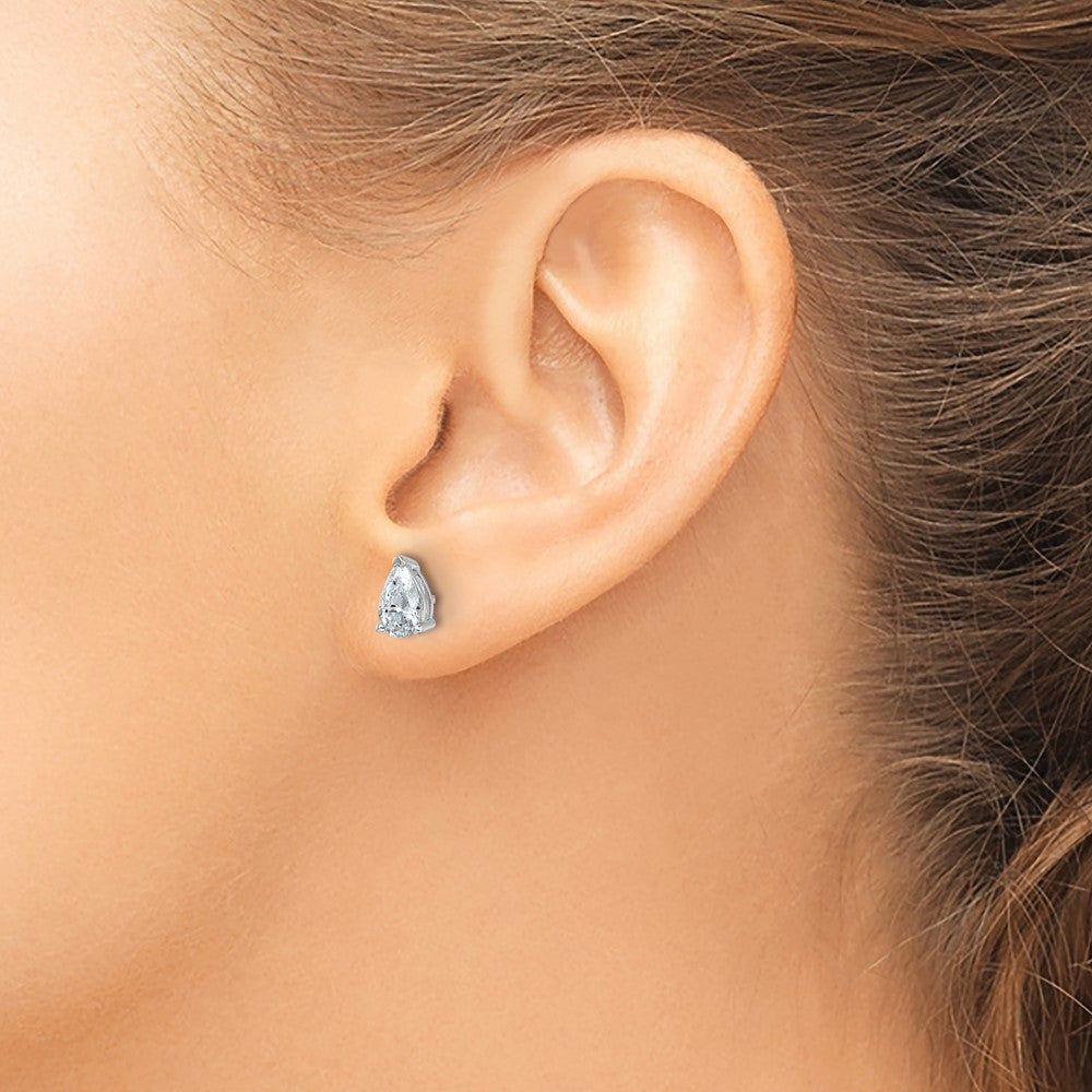 14K Weißgold Ohrstecker mit 1,5 ct. Laborgezüchteten Diamanten, VS/SI+ G+, Birnenschliff, 4-Krappen-Fassung, Schweres Gewicht