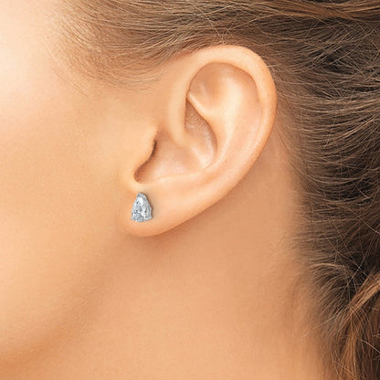 14K Weißgold Ohrstecker mit 1,5 ct. Laborgezüchteten Diamanten, VS/SI+ G+, Birnenschliff, 4-Krappen-Fassung, Schweres Gewicht