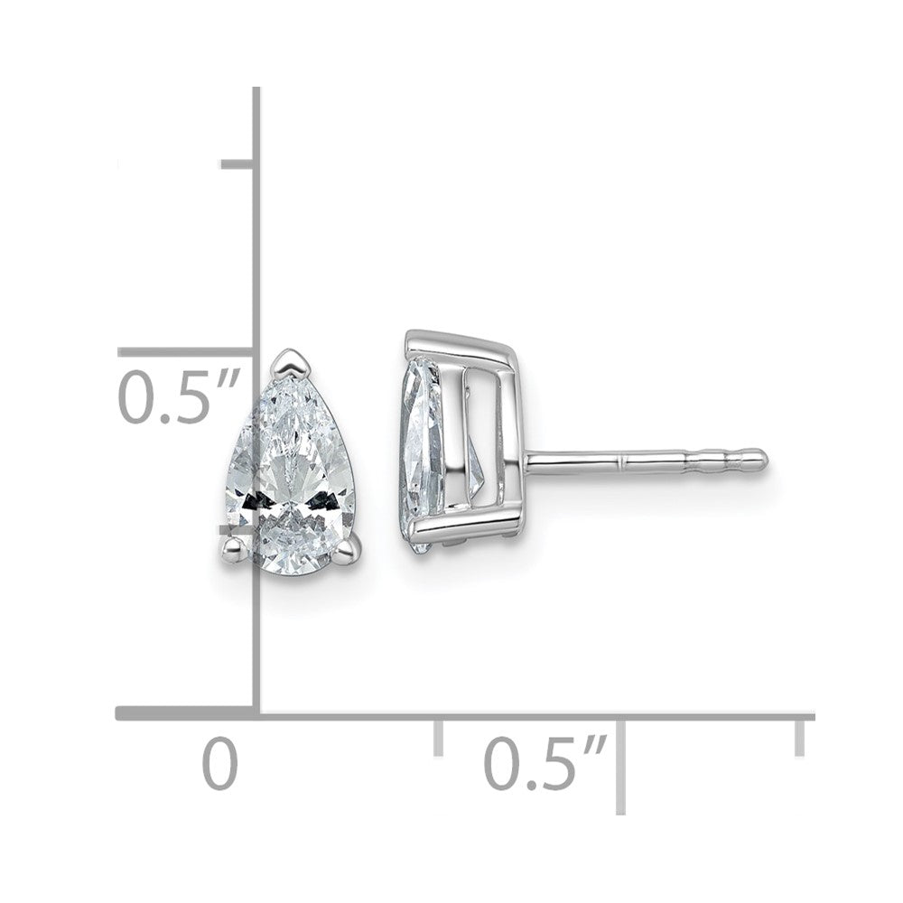 14K Weißgold Ohrstecker mit 1,5 ct. zertifizierten, im Labor gezüchteten Diamanten VS/SI+ G+, Birnenschliff, 4-Krappen-Fassung, schweres Gewicht