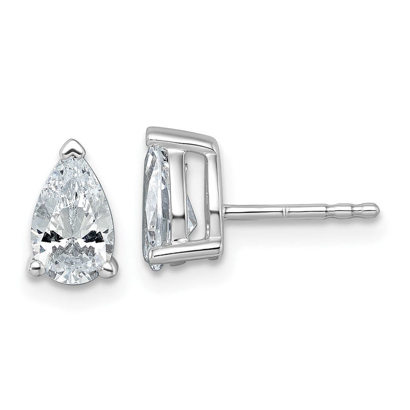 14K Weißgold Ohrstecker mit 1,5 ct. Laborgezüchteten Diamanten, VS/SI+ G+, Birnenschliff, 4-Krappen-Fassung, Schweres Gewicht