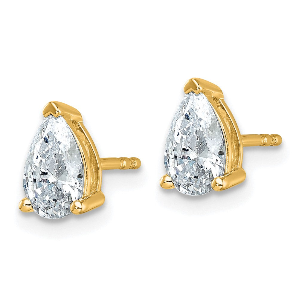 14K Gelbgold Ohrstecker mit 1,5 ct. laborgezüchteten Diamanten im Birnenschliff VS/SI+ G+, komplett mit Steckverschluss
