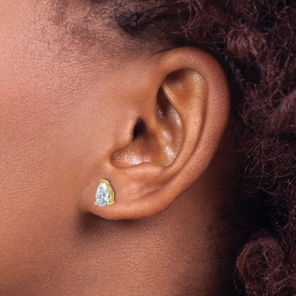 14K Gelbgold Ohrstecker mit 1,5 ct. laborgezüchteten Diamanten im Birnenschliff VS/SI+ G+, komplett mit Steckverschluss