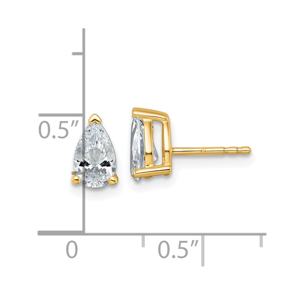 14K Gelbgold Ohrstecker mit 1,5 ct. laborgezüchteten Diamanten im Birnenschliff VS/SI+ G+, komplett mit Steckverschluss