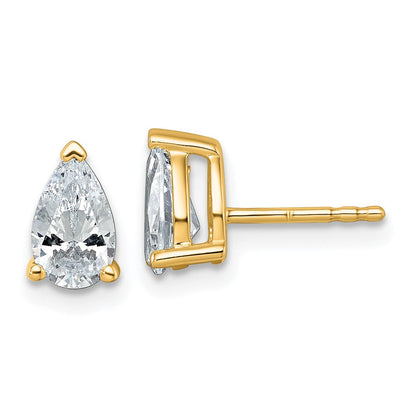 14K Gelbgold Ohrstecker mit 1,5 ct. laborgezüchteten Diamanten im Birnenschliff VS/SI+ G+, komplett mit Steckverschluss