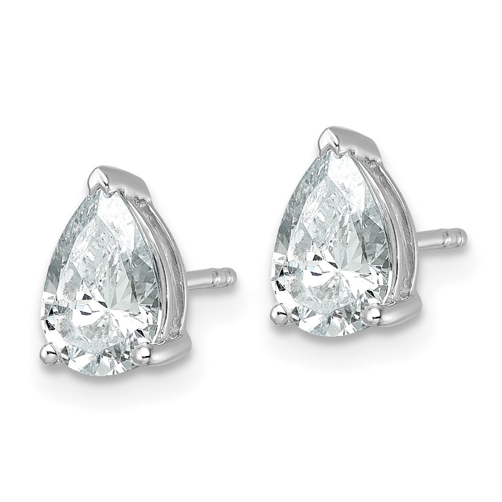 14K Weißgold Ohrstecker mit 2 ct. Labor gezüchteten Diamanten, VS/SI+ G+, Birnenschliff, komplett