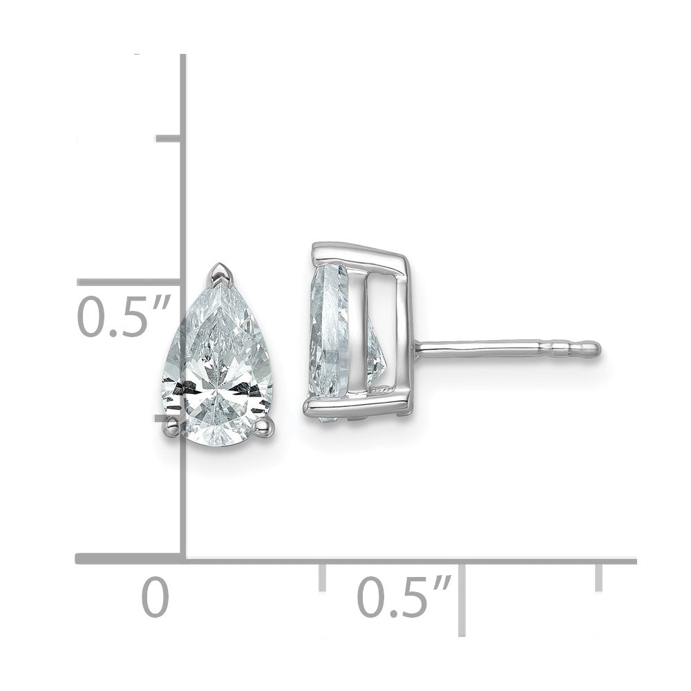 14K Weißgold Ohrstecker mit 2 ct. Labor gezüchteten Diamanten, VS/SI+ G+, Birnenschliff, komplett