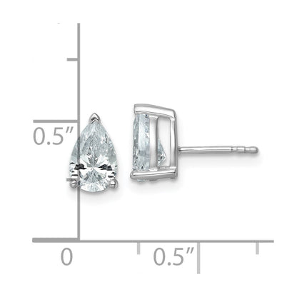 14K Weißgold Ohrstecker mit 2 ct. zertifizierten, laborgezüchteten Diamanten, VS/SI+ G+, Birnenschliff, 4-Krappen-Fassung, Schwergewicht