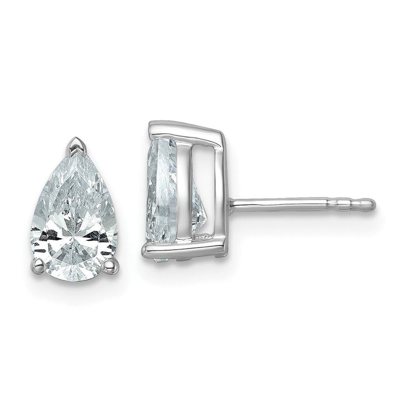 14K Weißgold Ohrstecker mit 2 ct. Labor gezüchteten Diamanten, VS/SI+ G+, Birnenschliff, komplett