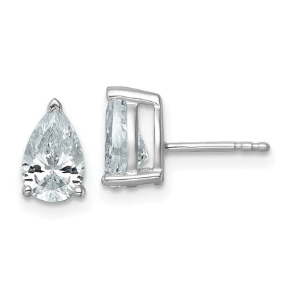 14K Weißgold Ohrstecker mit 2 ct. zertifizierten, laborgezüchteten Diamanten, VS/SI+ G+, Birnenschliff, 4-Krappen-Fassung, Schwergewicht