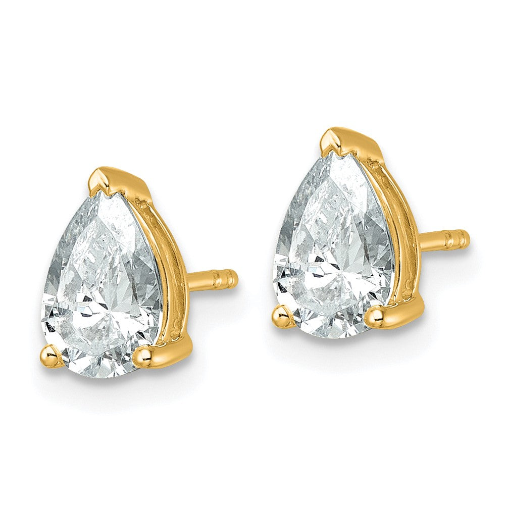 14K Gelbgold Ohrstecker mit 2 ct. zertifizierten, im Labor gezüchteten Diamanten, VS/SI+ G+, Birnenschliff, 4-Krappen-Fassung, hohes Gewicht