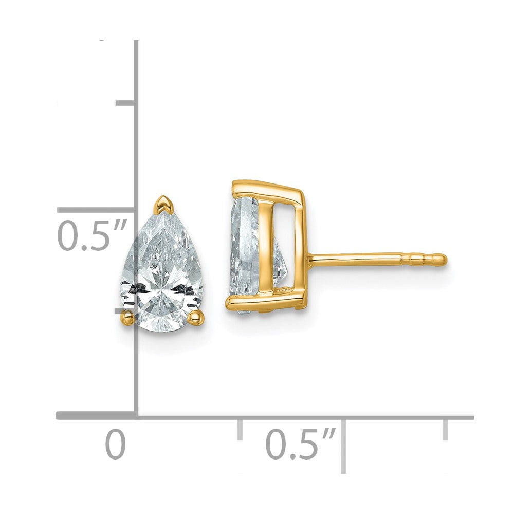 14K Gelbgold Ohrstecker mit 2 ct. zertifizierten, im Labor gezüchteten Diamanten, VS/SI+ G+, Birnenschliff, 4-Krappen-Fassung, hohes Gewicht
