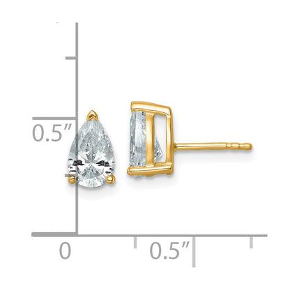 14K Gelbgold Ohrstecker mit 2 ct. zertifizierten, im Labor gezüchteten Diamanten, VS/SI+ G+, Birnenschliff, 4-Krappen-Fassung, hohes Gewicht