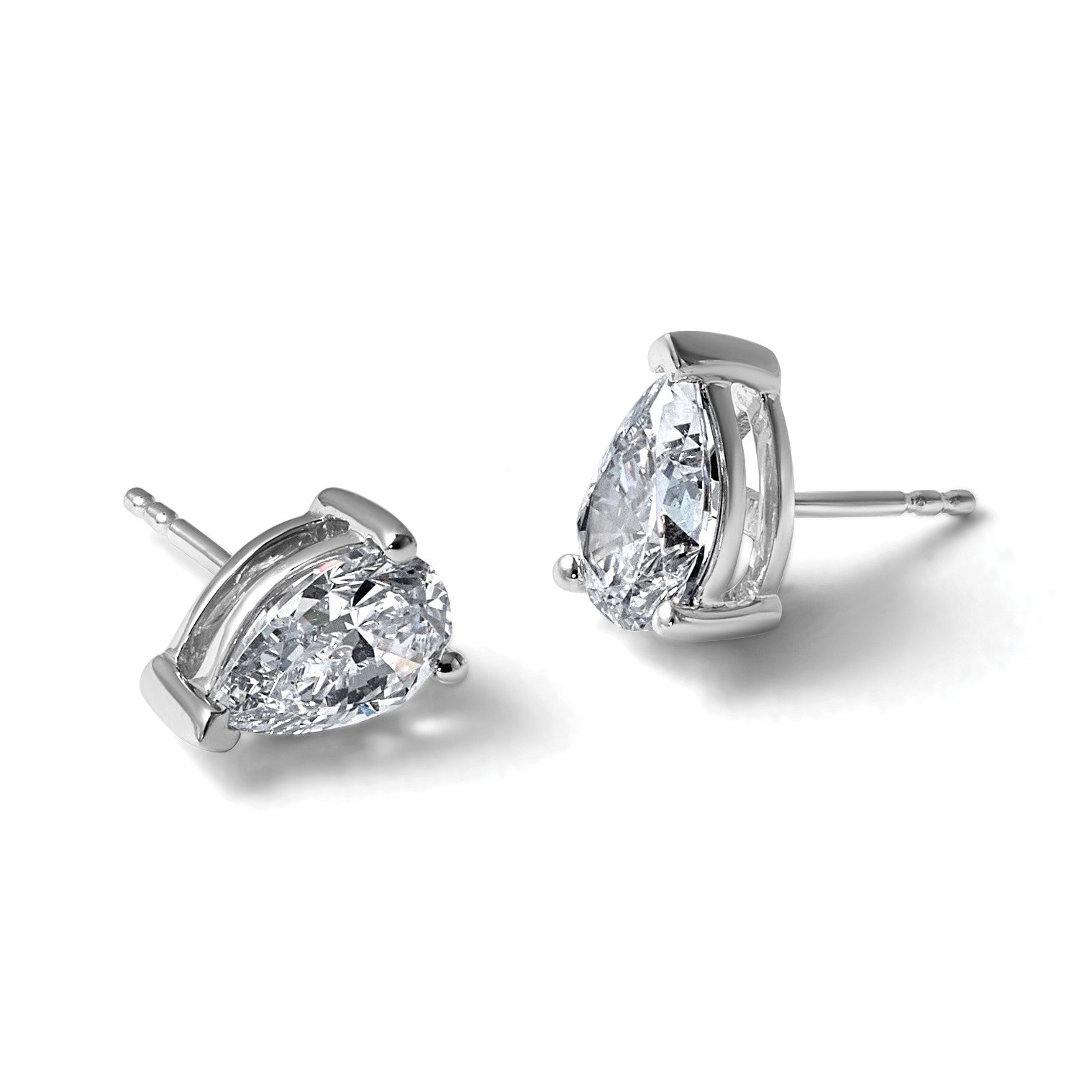 14K Weißgold 2 Karat Im Labor Gezüchtet Diamant Vs+ F+ Komplett Tropfen Dreikrappen Ohrstecker