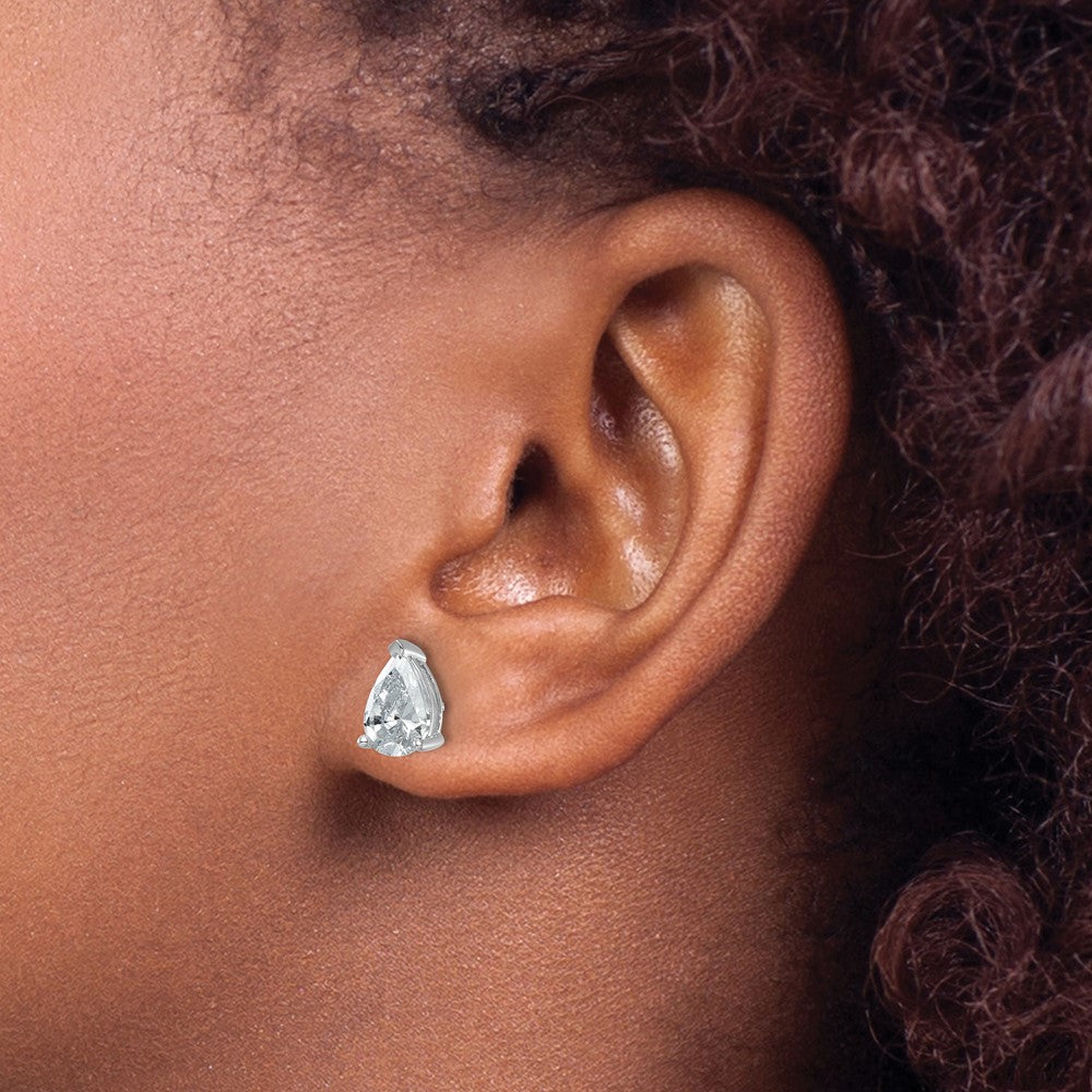 14K Weißgold Ohrstecker mit 3 ct. zertifizierten, im Labor gezüchteten Diamanten, VS/SI+ G+, Birnenschliff, 4-Krappen-Fassung, Schwergewicht