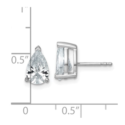 14K Weißgold Ohrstecker mit 3 ct. zertifizierten, im Labor gezüchteten Diamanten, VS/SI+ G+, Birnenschliff, 4-Krappen-Fassung, Schwergewicht
