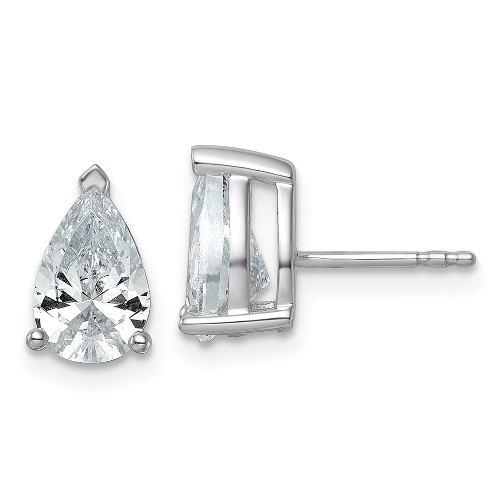 14K Weißgold Ohrstecker mit 3 ct. zertifizierten, im Labor gezüchteten Diamanten, VS/SI+ G+, Birnenschliff, 4-Krappen-Fassung, Schwergewicht
