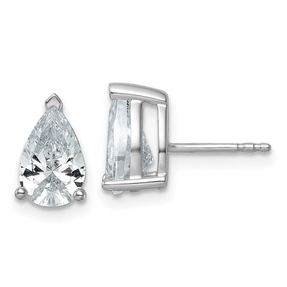 14K Weißgold Ohrstecker mit 3 ct. zertifizierten, im Labor gezüchteten Diamanten, VS/SI+ G+, Birnenschliff, 4-Krappen-Fassung, Schwergewicht