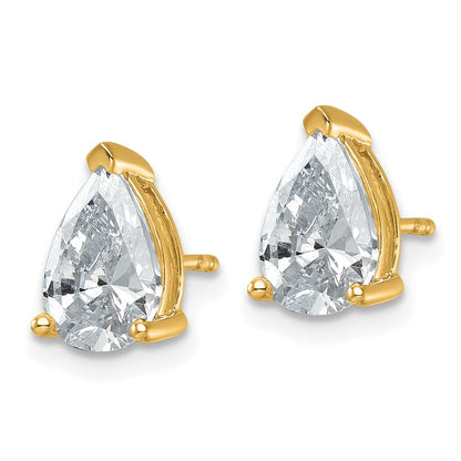 14K Gelbgold Ohrstecker mit 3 ct. zertifizierten laborgezüchteten Diamanten VS/SI+ G+, Birnenschliff, 4-Krappenfassung, hohes Gewicht