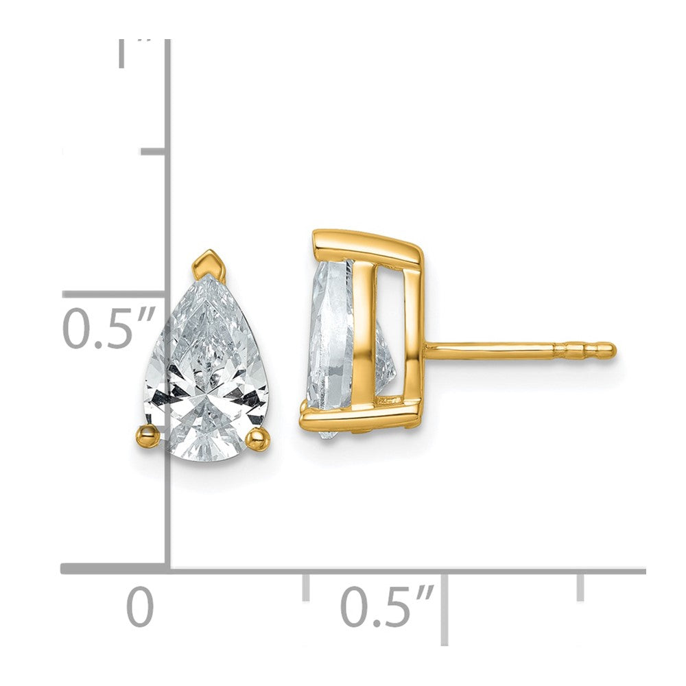 14K Gelbgold Ohrstecker mit 3 ct. zertifizierten laborgezüchteten Diamanten VS/SI+ G+, Birnenschliff, 4-Krappenfassung, hohes Gewicht