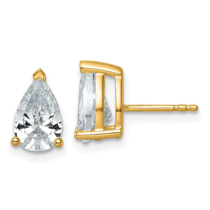 14K Gelbgold Ohrstecker mit 3 ct. im Labor gezüchteten Diamanten, VS/SI+, G+, Birnenschliff, 4-Krappenfassung, hohes Gewicht