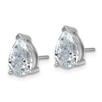 14K Weißgold Zertifizierte Laborgezüchtete Diamant-Ohrstecker mit 4 ct., VS/SI+ G+, Birnenschliff, 4-Krappen-Fassung, Schwere Ausführung