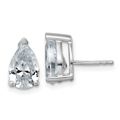 14K Weißgold Zertifizierte Laborgezüchtete Diamant-Ohrstecker mit 4 ct., VS/SI+ G+, Birnenschliff, 4-Krappen-Fassung, Schwere Ausführung