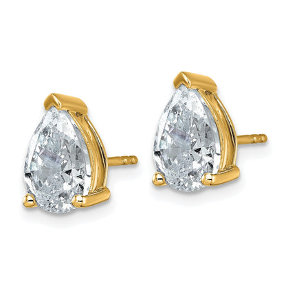 14K Gelbgold 4 ct. Zertifizierte Laborgezüchtete Diamant VS/SI+ G+ Birne 4-Krappen Schwergewicht Ohrstecker