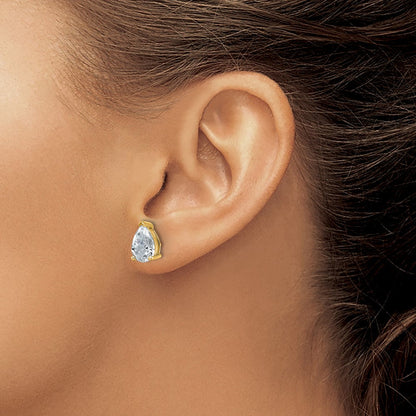 14K Gelbgold 4 ct. Zertifizierte Laborgezüchtete Diamant VS/SI+ G+ Birne 4-Krappen Schwergewicht Ohrstecker