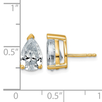 14K Gelbgold 4 ct. Zertifizierte Laborgezüchtete Diamant VS/SI+ G+ Birne 4-Krappen Schwergewicht Ohrstecker