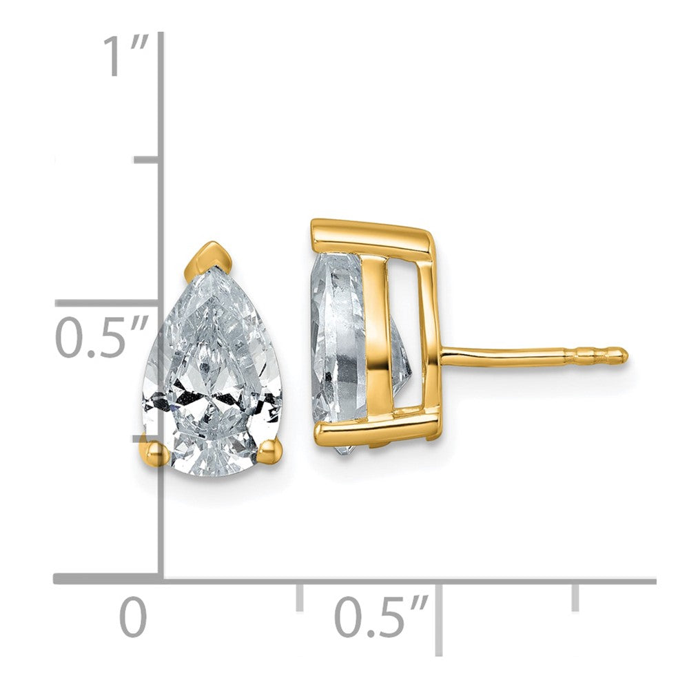 14K Gelbgold 4 ct. Zertifizierte Laborgezüchtete Diamant VS/SI+ G+ Birne 4-Krappen Schwergewicht Ohrstecker