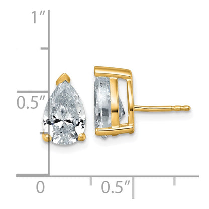 14K Gelbgold 4 ct. Zertifizierte Laborgezüchtete Diamant VS/SI+ G+ Birne 4-Krappen Schwergewicht Ohrstecker