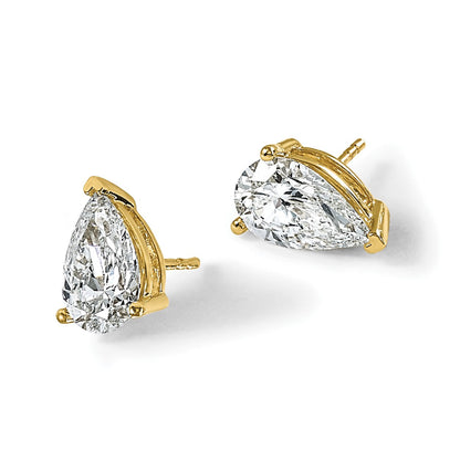 14K Gelbgold 4 ct. Zertifizierte Laborgezüchtete Diamant VS/SI+ G+ Birne 4-Krappen Schwergewicht Ohrstecker