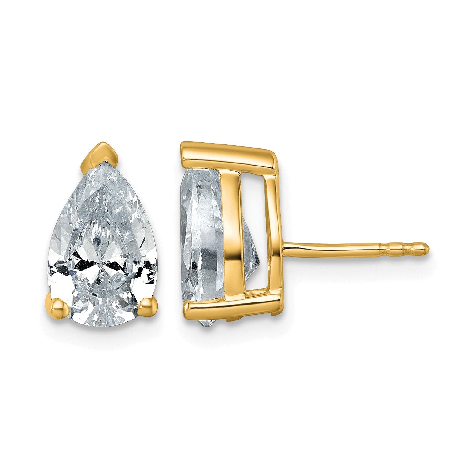 14K Gelbgold 4 ct. Zertifizierte Laborgezüchtete Diamant VS/SI+ G+ Birne 4-Krappen Schwergewicht Ohrstecker