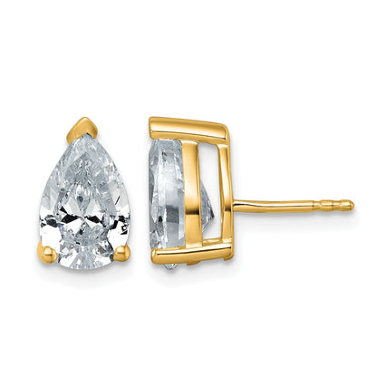 14K Gelbgold 4 ct. Zertifizierte Laborgezüchtete Diamant VS/SI+ G+ Birne 4-Krappen Schwergewicht Ohrstecker