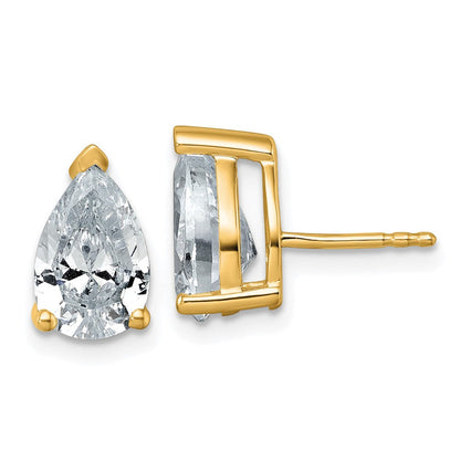 14K Gelbgold 4 ct. Zertifizierte Laborgezüchtete Diamant VS/SI+ G+ Birne 4-Krappen Schwergewicht Ohrstecker