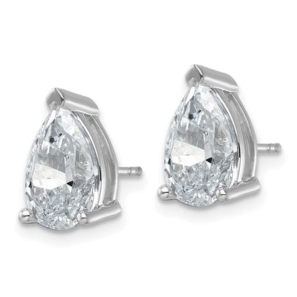 14K Weißgold Ohrstecker mit 5 ct. zertifizierten, im Labor gezüchteten Diamanten im Birnenschliff, VS/SI+ G+, komplett mit Stecker-Verschluss