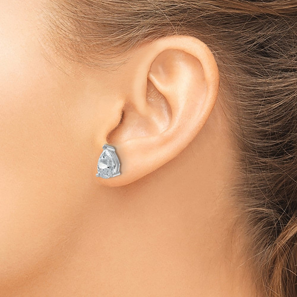 14K Weißgold Ohrstecker mit 5 ct. zertifizierten, im Labor gezüchteten Diamanten im Birnenschliff, VS/SI+ G+, komplett mit Stecker-Verschluss