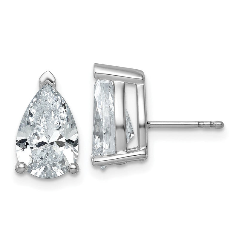 14K Weißgold Ohrstecker mit 5 ct. Labor-gezüchteten Diamanten im Birnenschliff, VS/SI+ G+, komplettes Steckersystem