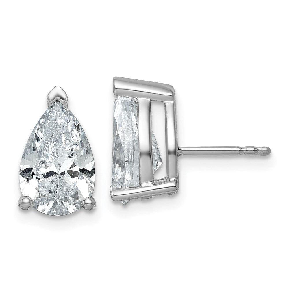 14K Weißgold Ohrstecker mit 5 ct. zertifizierten, im Labor gezüchteten Diamanten im Birnenschliff, VS/SI+ G+, komplett mit Stecker-Verschluss