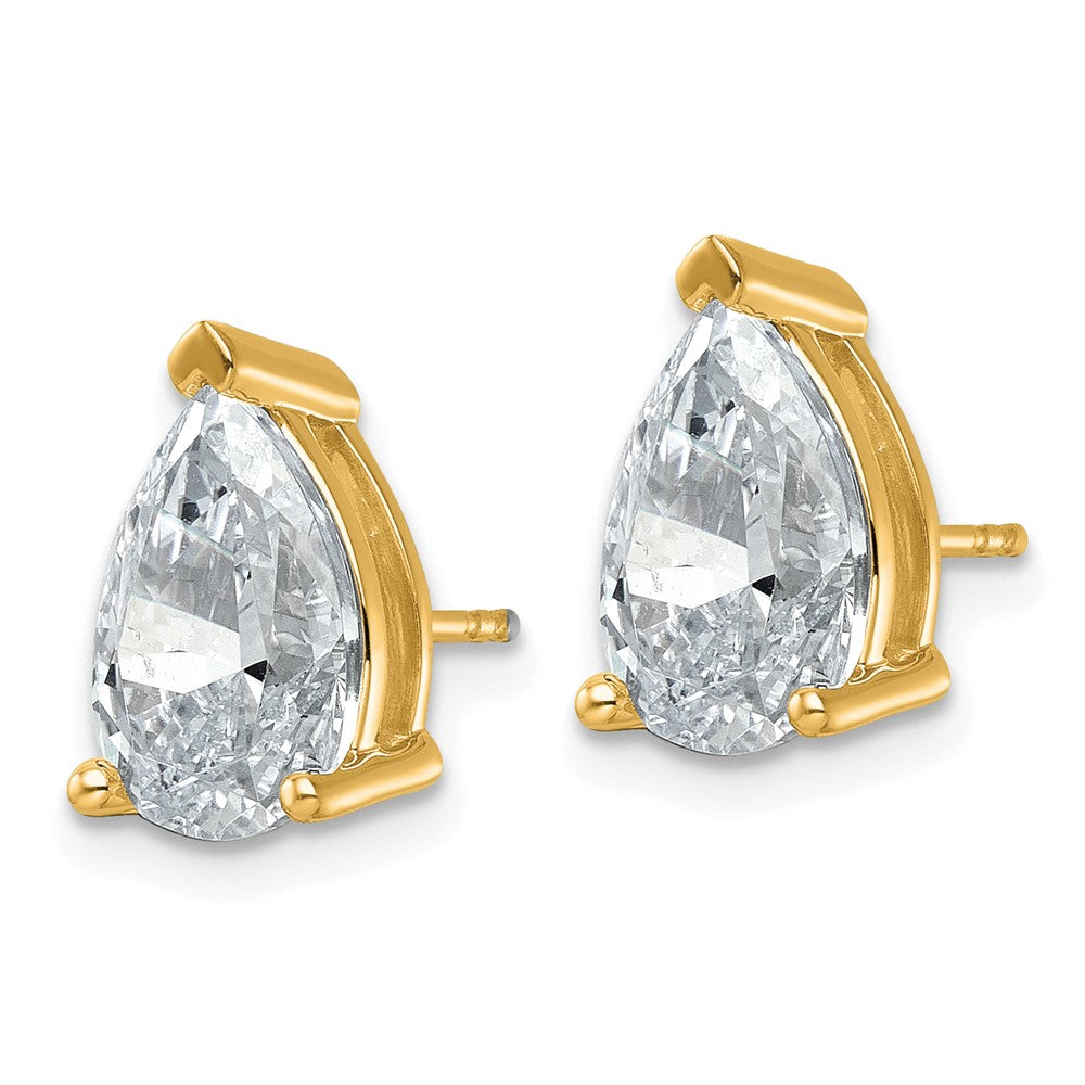 14K Gelbgold 5 ct. zertifizierte im Labor gezüchtete Diamant-Ohrstecker VS/SI+ G+, Birne, 4-Krappen-Fassung, hohes Gewicht