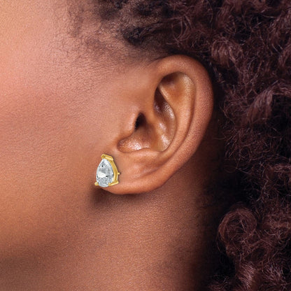 14K Gelbgold 5 ct. Laborgezüchtete Diamant VS/SI+ G+ Birne 4-Krappen Schwergewicht Ohrstecker