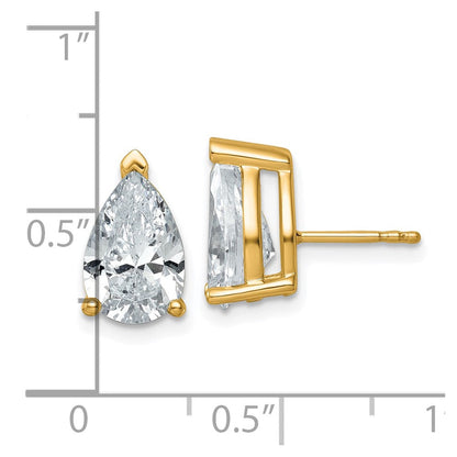 14K Gelbgold 5 ct. zertifizierte im Labor gezüchtete Diamant-Ohrstecker VS/SI+ G+, Birne, 4-Krappen-Fassung, hohes Gewicht