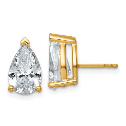 14K Gelbgold 5 ct. zertifizierte im Labor gezüchtete Diamant-Ohrstecker VS/SI+ G+, Birne, 4-Krappen-Fassung, hohes Gewicht