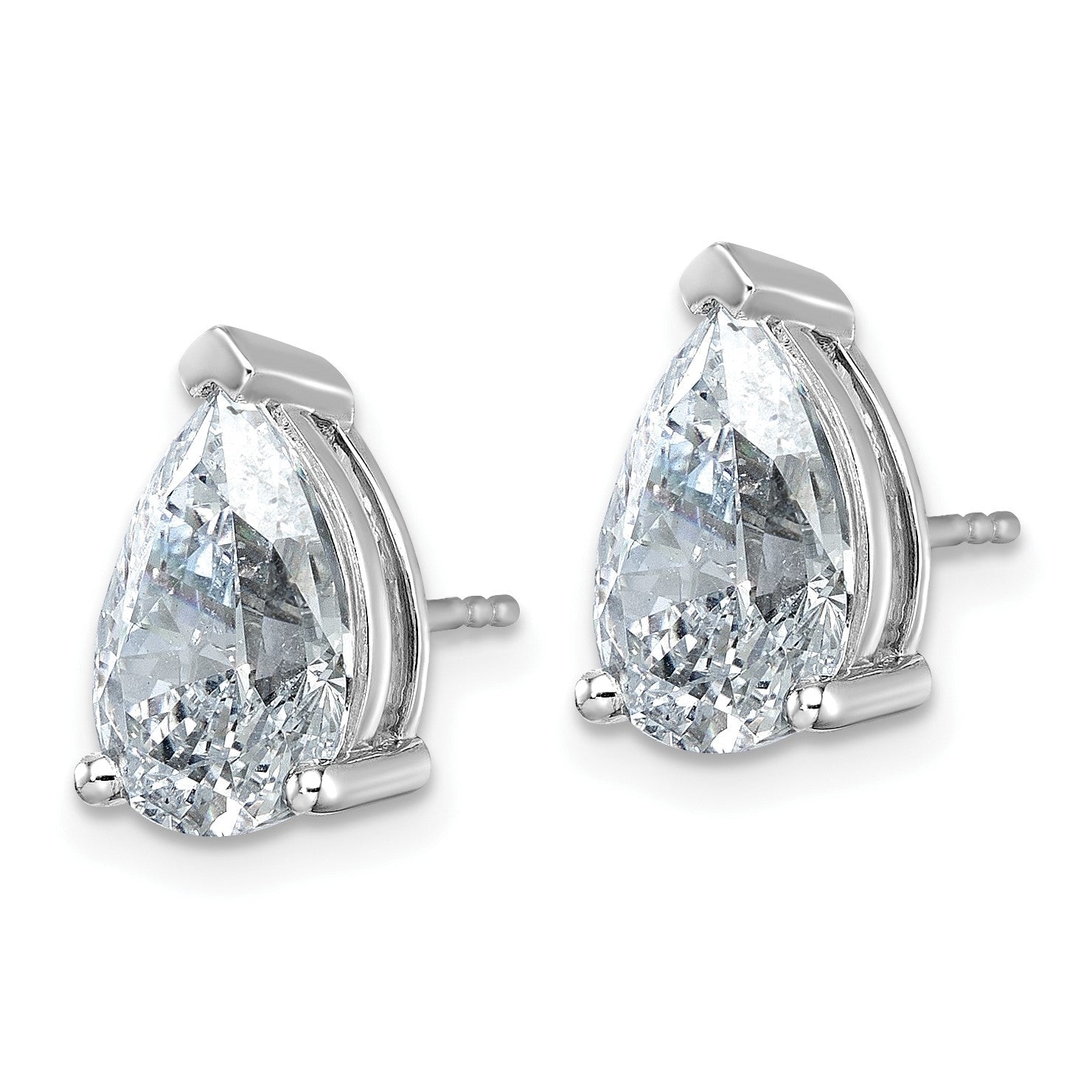 14K Weißgold Ohrstecker mit 6 ct. zertifizierten, im Labor gezüchteten Diamanten VS/SI+ G+, Birnenschliff, 4-Krappen-Fassung, Schwergewicht