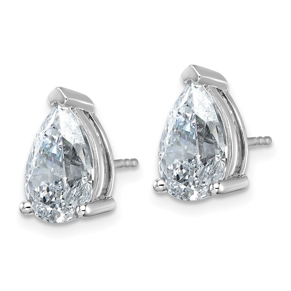 14K Weißgold Ohrstecker mit 6 ct. zertifizierten, im Labor gezüchteten Diamanten VS/SI+ G+, Birnenschliff, 4-Krappen-Fassung, Schwergewicht