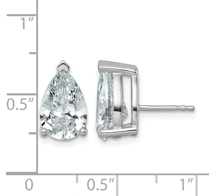 14K Weißgold Ohrstecker mit 6 ct. zertifizierten, im Labor gezüchteten Diamanten VS/SI+ G+, Birnenschliff, 4-Krappen-Fassung, Schwergewicht