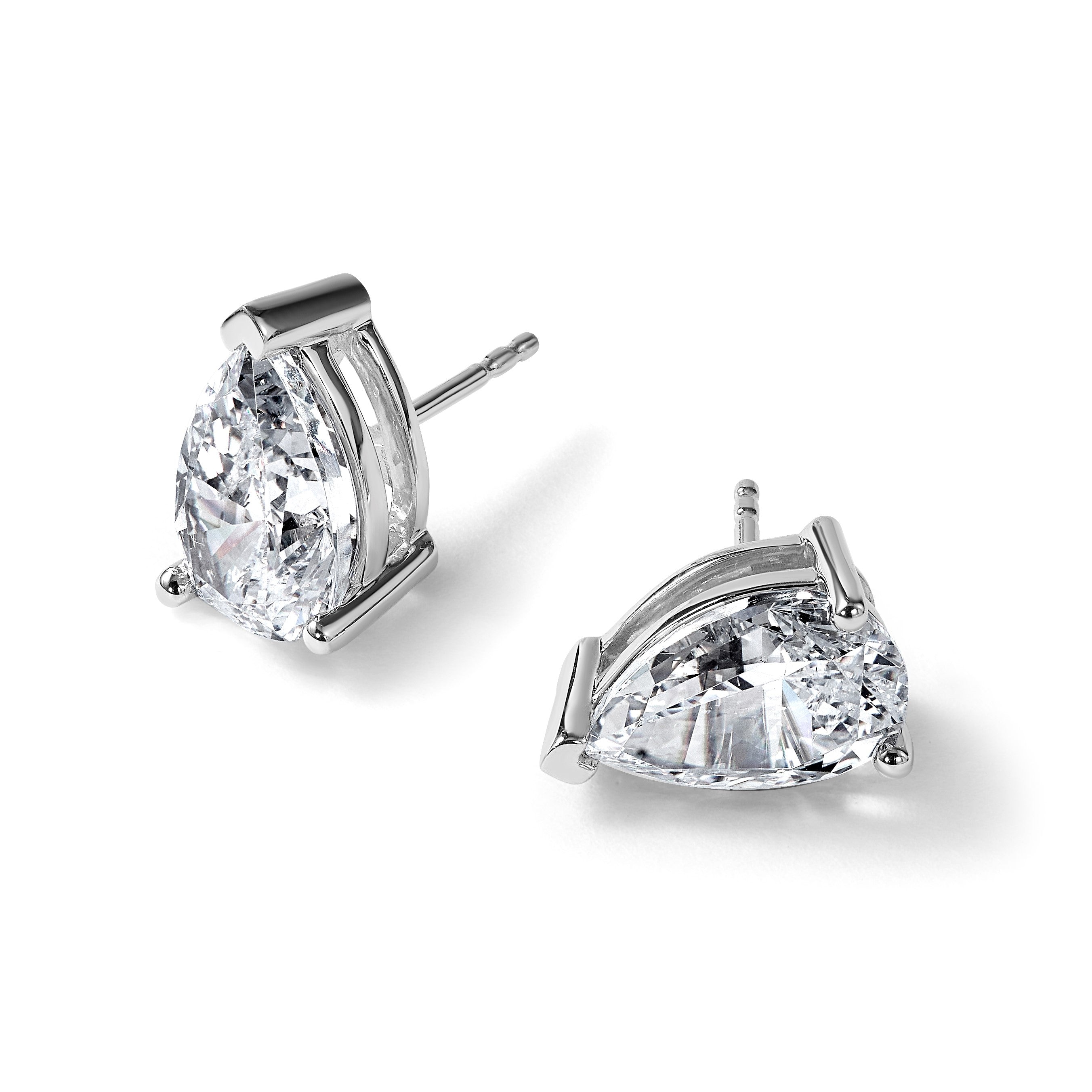 14K Weißgold Ohrstecker mit 6 ct. Laborgezüchteten Diamanten, VS/SI+ G+, Birnenschliff, 4-Krappen-Fassung, hohes Gewicht