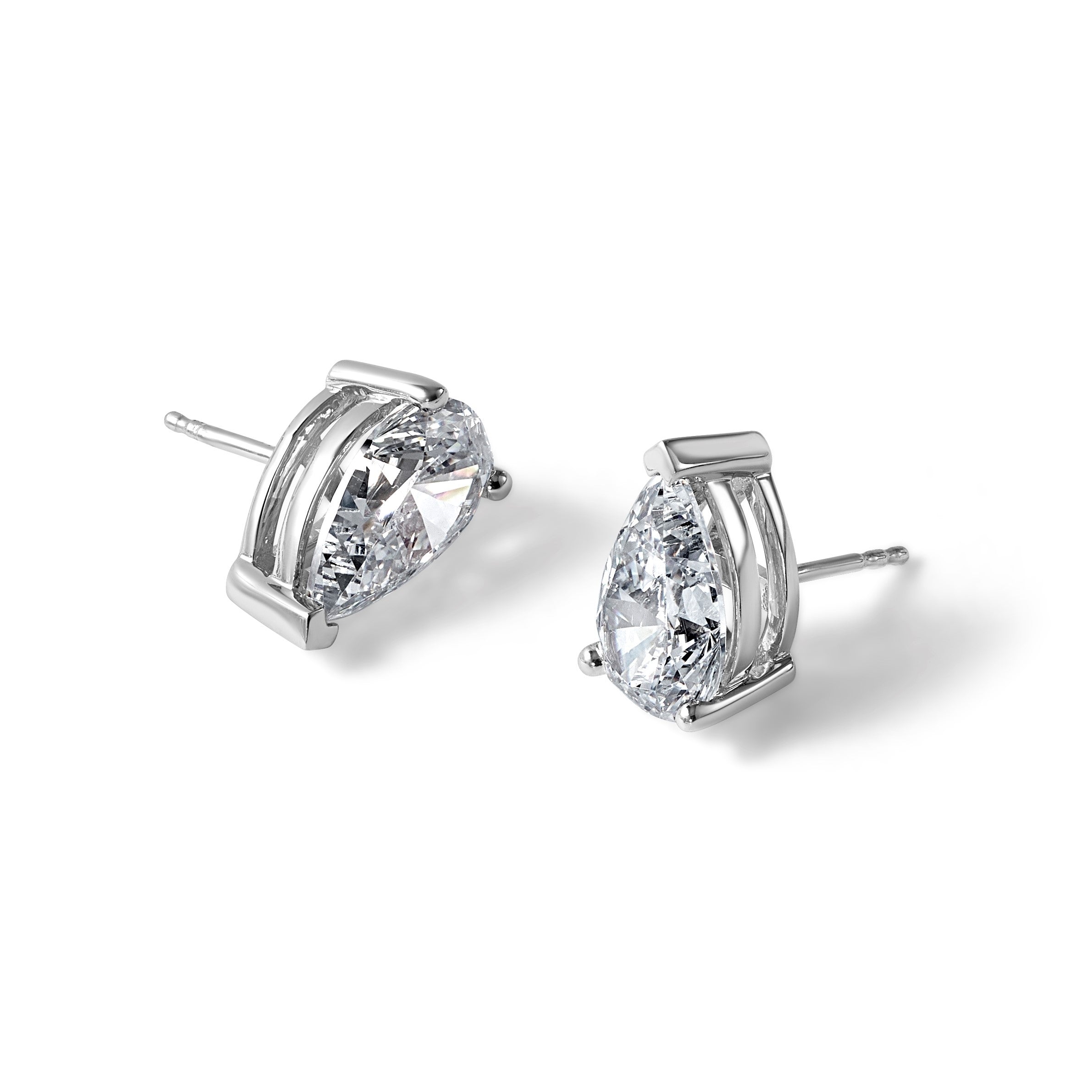 14K Weißgold Ohrstecker mit 6 ct. Laborgezüchteten Diamanten, VS/SI+ G+, Birnenschliff, 4-Krappen-Fassung, hohes Gewicht